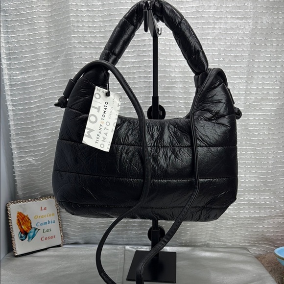 TIFFANY & TOMATO Black Padded Shoulder Bag, MADE IN TÜRKIYE - Picture 1 of 9